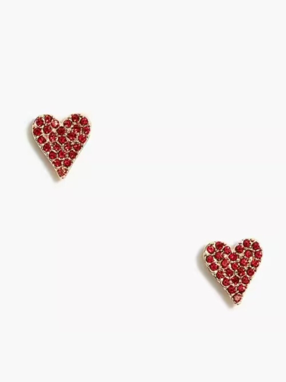 JCrew Factory Pavé crystal heart stud earrings Red